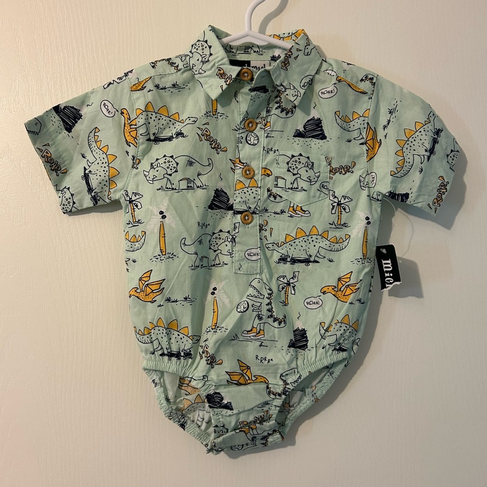 Dinosaur Print Baby Onesie